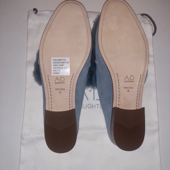 NWT A*D & DAUGHTERS ”Grigon” Suede & Real Fur Mules Slip Ons Shoes - Picture 7 of 9